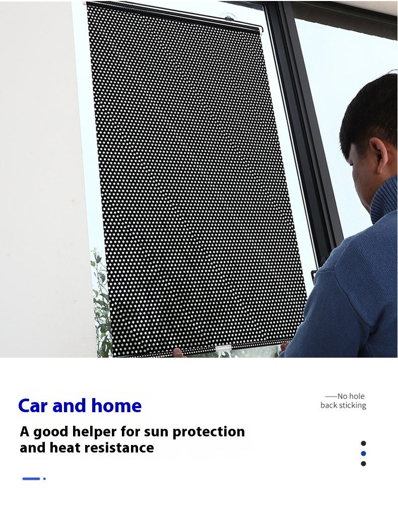Household Window Sun Protection Shutter – Punch-Free Shading for Balcony, Home & Car | PVC Roll-Up with Suction Cups