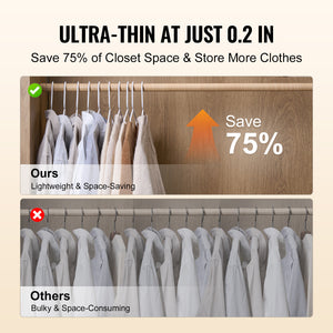 VEVOR Ultra-Thin Plastic Hangers 50 Pack – White Non-Slip Space-Saving Clothes Hangers