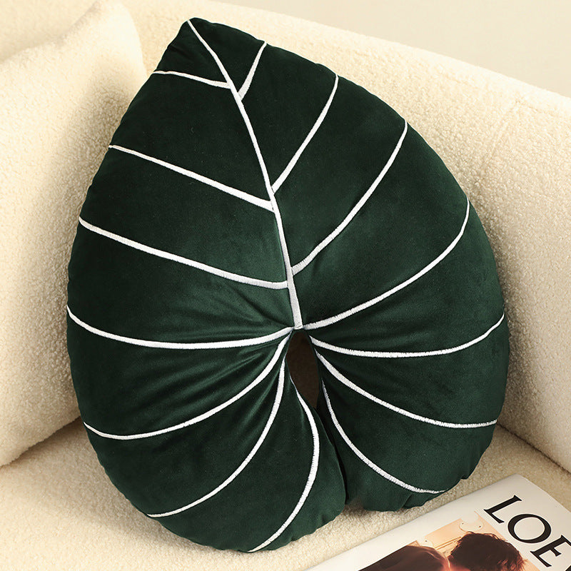 Green Plant Pillow – Plush Philodendron & Monstera Decorative Cushion for Home Décor