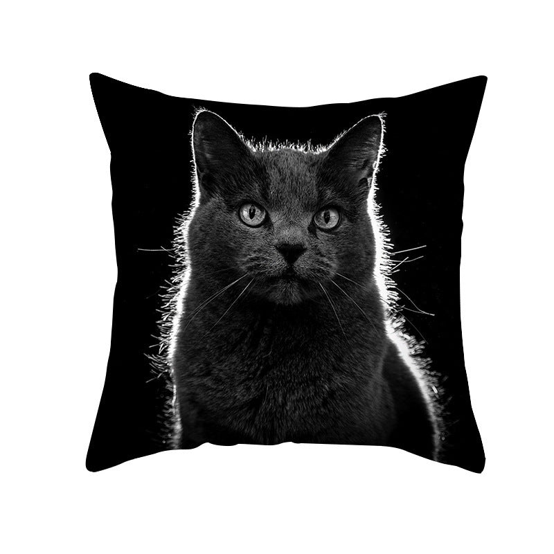 Black Cat Christmas Cushion Covers – 45x45cm Pillow Covers, Festive Cat Print Decorative Pillowcases for Sofa & Home Decor